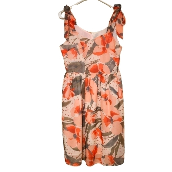 Woman's Shoulder Tie Midi Dress with Floral Print & Back Zipper - Picture 1 of 4